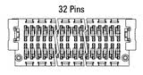 Dimensões do conector Zero8 reto de 32 pinos