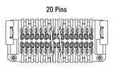 Dimensões do conector Zero8 reto de 20 pinos