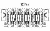 Dimensões do conector Zero8 reto de 32 pinos
