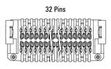 Dimensões do conector Zero8 reto de 32 pinos