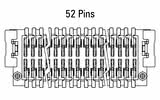 Dimensões do conector Zero8 reto de 52 pinos