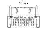 Dimensões do conector Zero8 angulado de 12 pinos