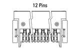 Dimensões do conector Zero8 angular de 12 pinos