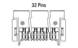 Dimensões do conector Zero8 angular de 32 pinos