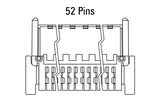 Dimensões do conector Zero8 angulado de 52 pinos