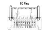 Dimensões do conector Zero8 angulado de 80 pinos