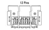 Dimensões do conector Zero8 angular de 12 pinos