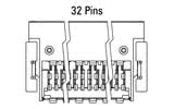 Dimensões do conector Zero8 angular de 32 pinos