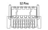 Dimensões do conector Zero8 angulado de 52 pinos