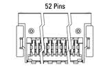 Dimensões do conector Zero8 angular de 52 pinos