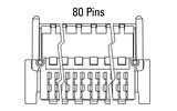Dimensões do conector Zero8 angulado de 80 pinos